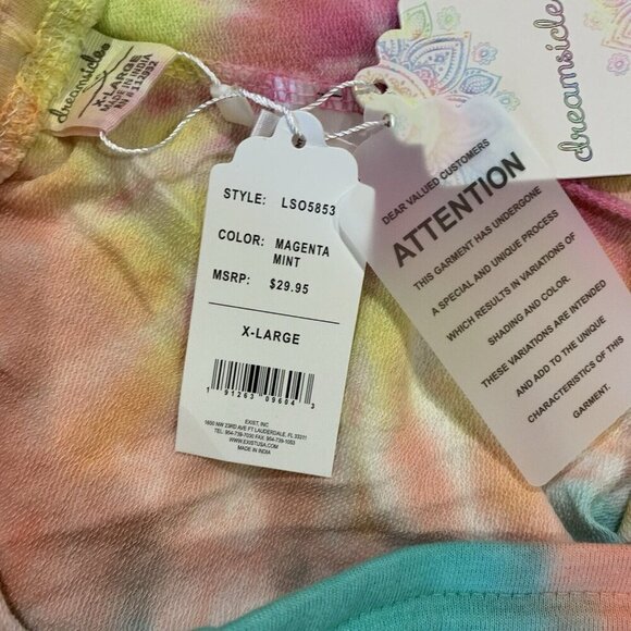 Dreamsicle Tie Dye Shorts Women’s XLarge Cotton Blend Drawstring Raw Hem NWT - Picture 5 of 6